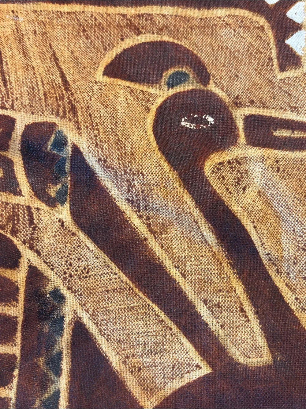 VTG  Tribal Tapa Bark Cloth Painting - Pacific Island Folk Art Korhogo Mudcloth